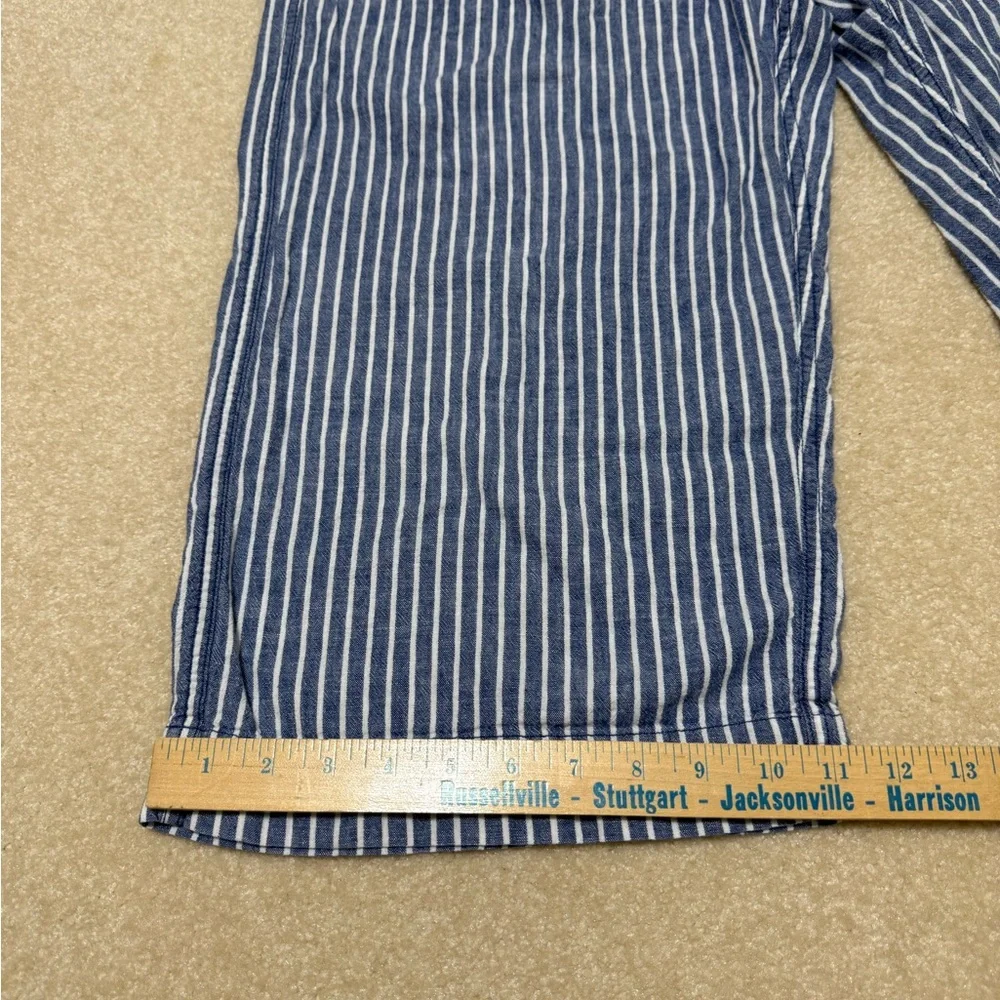 Beach Lunch Lounge Crop Linen Navy and White Striped Pants - Picture 6 of 7